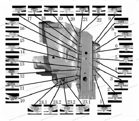 轿车某工件焊点分布图